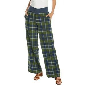 WeWoreWhat Green and Navy Plaid Pant NWT Size Small Low Rise Plaid Knit Pants
